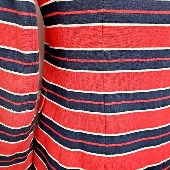 Banana Republic Red & Blue Striped Nautical Coat Gold Buttons - Picture 12 of 15